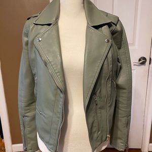 Vegan Leather Moto Jacket in Matcha
